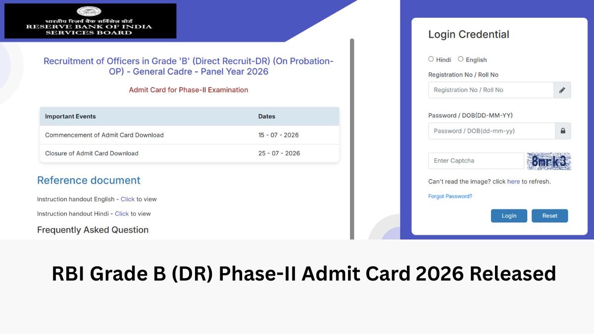 RBI Grade B (DR) Phase-II Admit Card 2026 Released -Admit Card, Pattern, Rules