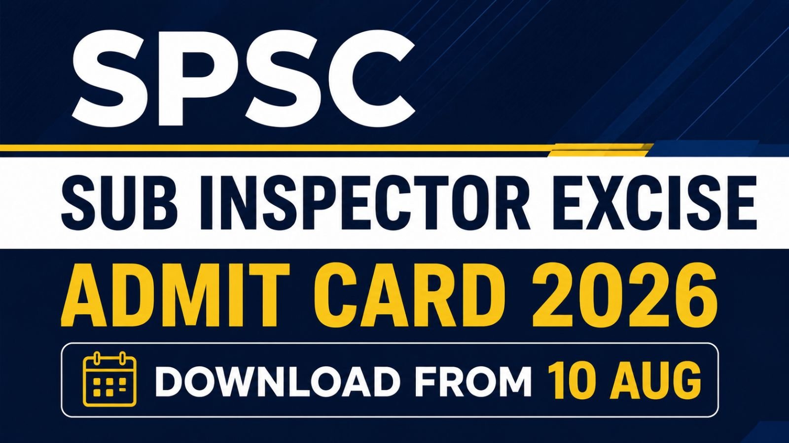 SPSC Sub Inspector Excise Admit Card 2026