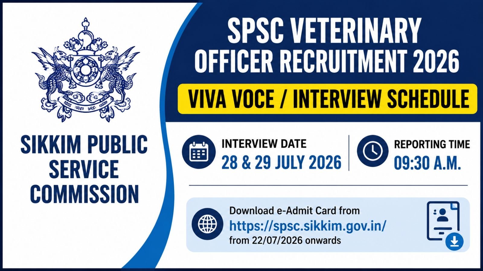 SPSC Veterinary Officer Viva Voce 2026 Interview Schedule Out
