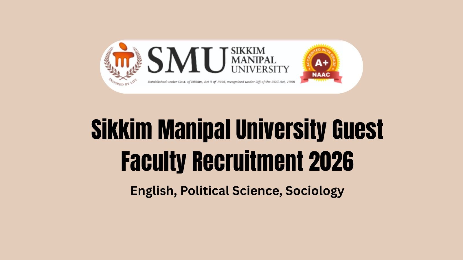 Sikkim Manipal University Guest Faculty Recruitment 2026 - English, Political Science, Sociology