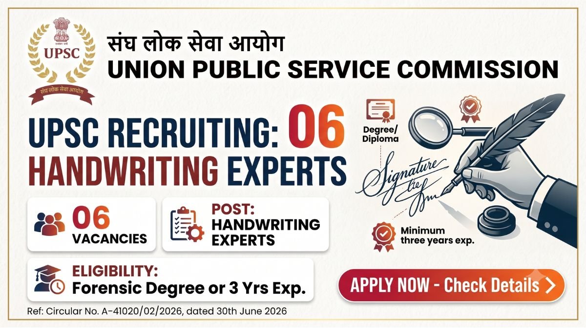 UPSC Handwriting Expert Consultant Recruitment 2026 — 6 Posts, New Delhi
