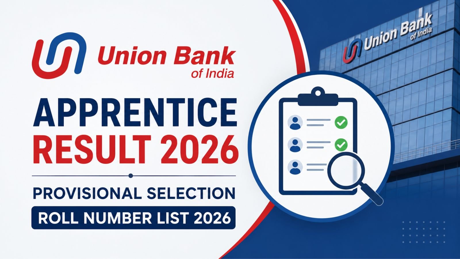 Union Bank of India Apprentice Result 2026 — Provisional Selection Roll Number List 2026
