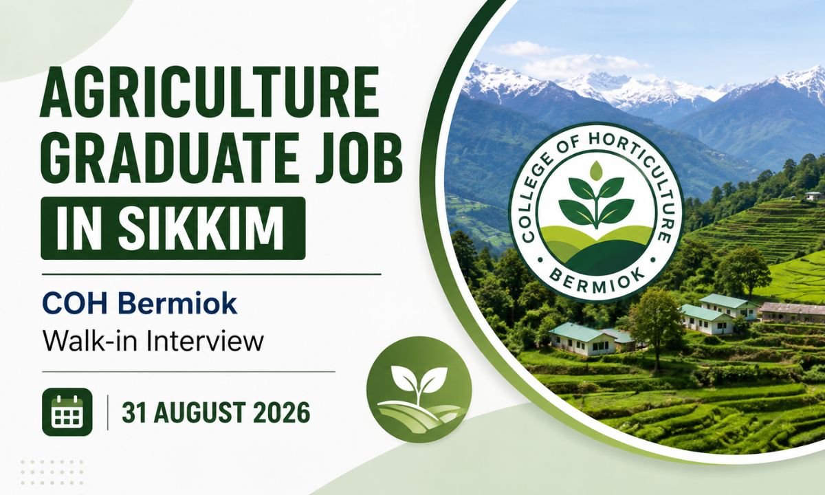 Agriculture Graduate Job in Sikkim COH Bermiok Walk-in Interview on 31 August 2026