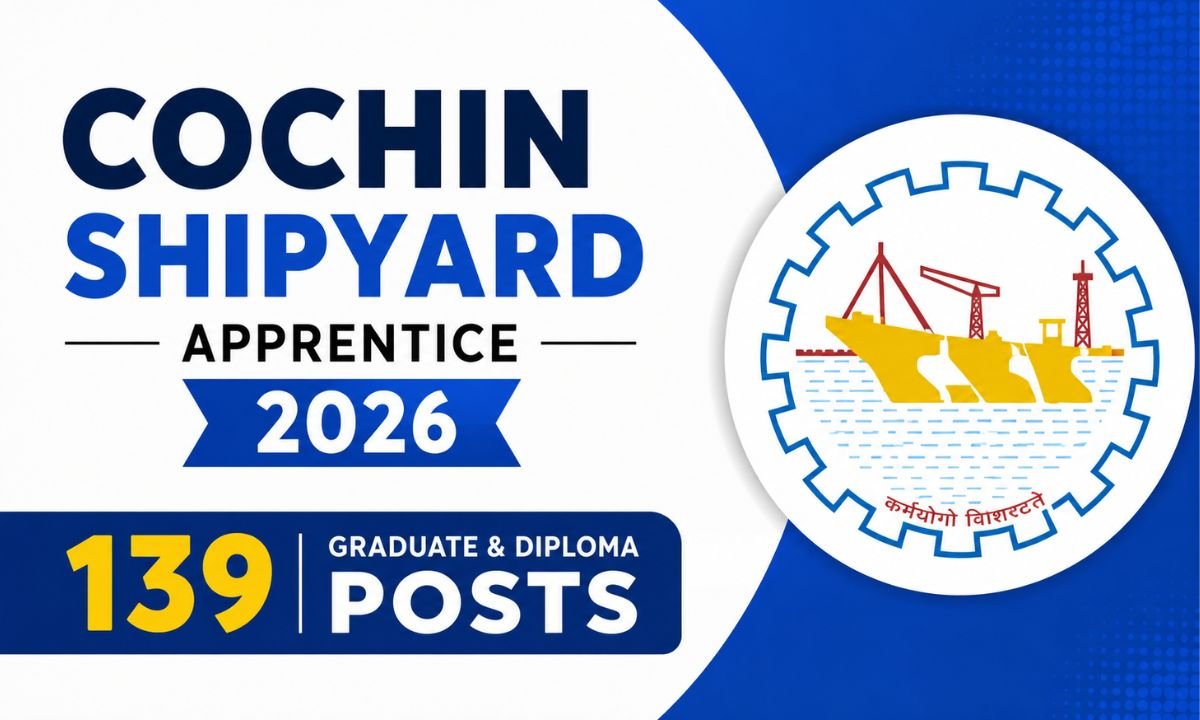 Cochin Shipyard Apprentice 2026 - 139 Graduate and Diploma Posts