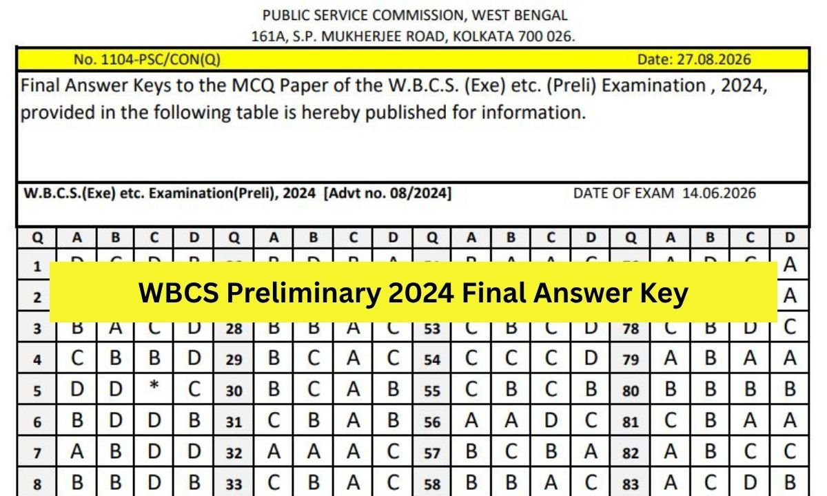 WBCS Preliminary 2024 Final Answer Key