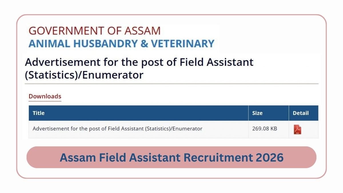 Assam Field Assistant Recruitment 2026 for 72 Posts
