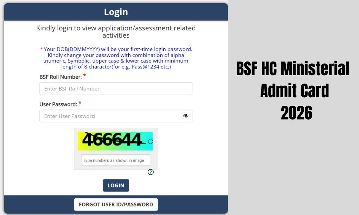 BSF HC Ministerial Admit Card 2026 — Exam on 18 September
