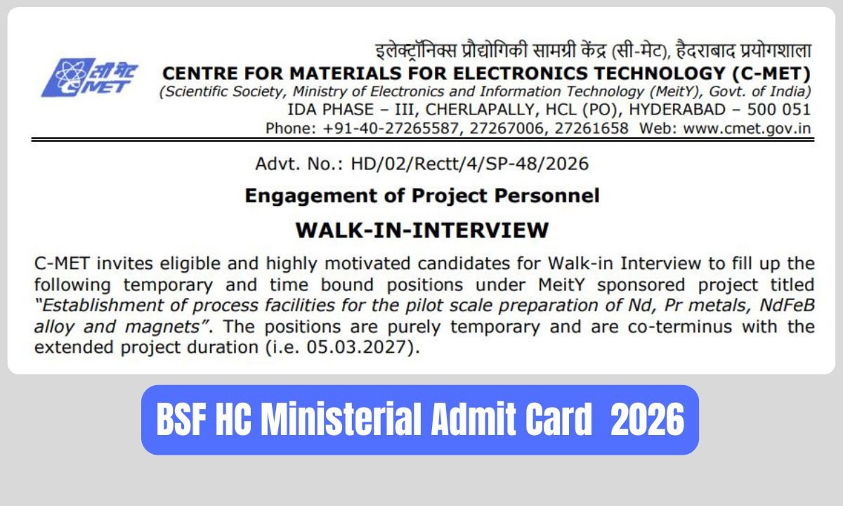 C-MET Walk-in Interview 2026 - 5 Posts Hyderabad