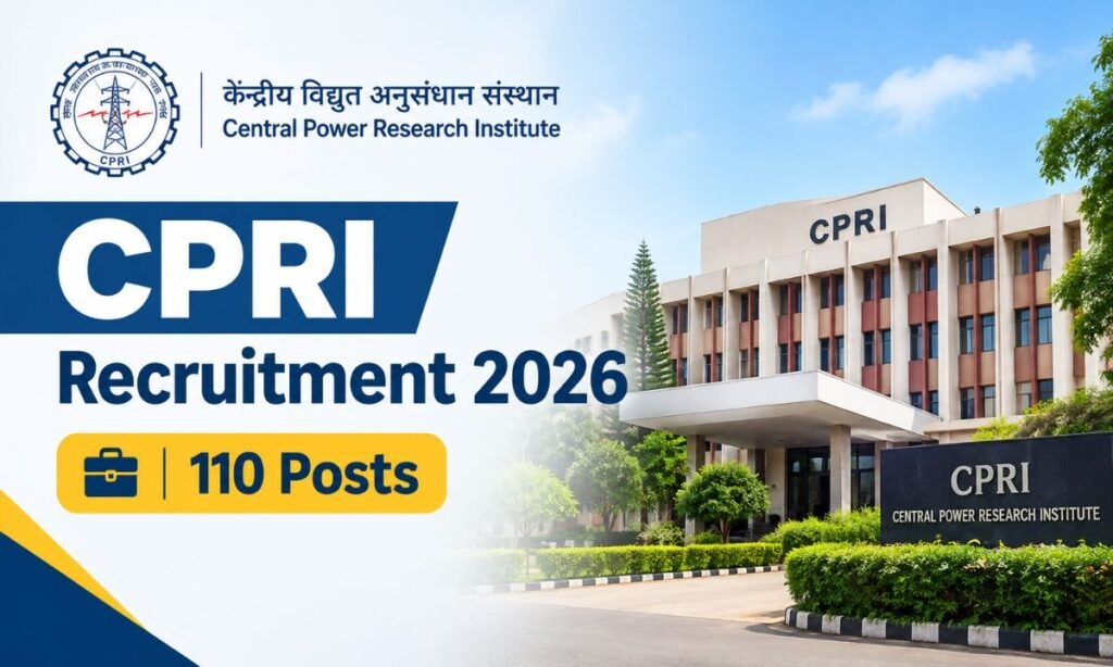 CPRI Recruitment 2026 for 110 Posts Central Power Research Institute