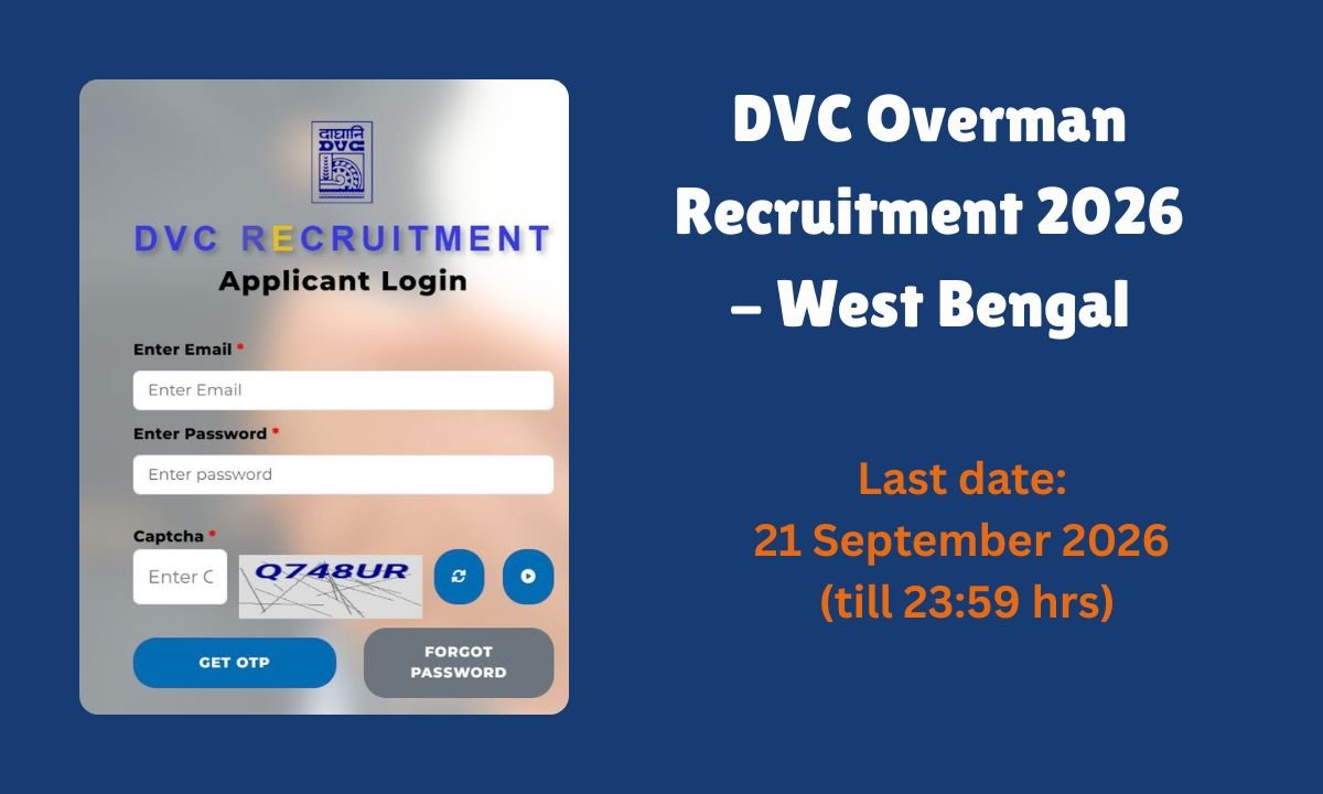 DVC Overman Recruitment 2026 - 9 Posts West Bengal