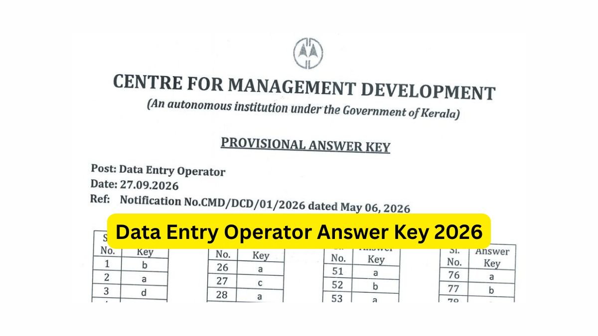 Data Entry Operator Answer Key 2026 Released