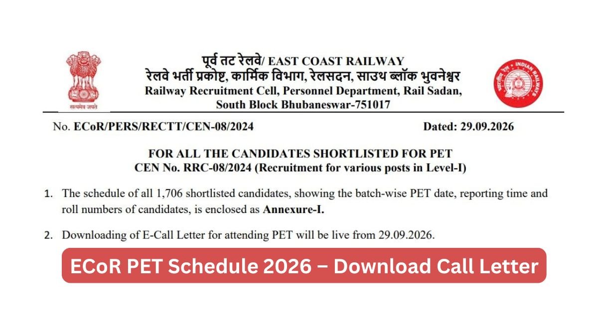 ECoR PET Schedule 2026  Download Call Letter now