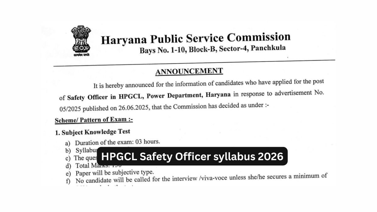 HPGCL Safety Officer Syllabus 2026, Exam Pattern.