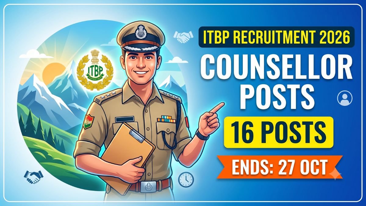 ITBP Counsellor Recruitment 2026 16 Posts, Ends 27 Oct