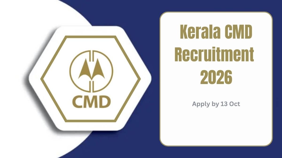 Kerala CMD Recruitment 2026 Apply by 13 Oct