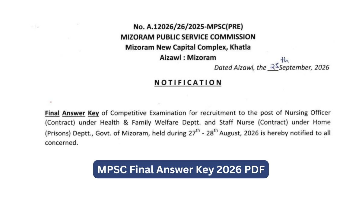MPSC Final Answer Key 2026 PDF Nursing Officer, Staff Nurse Posts