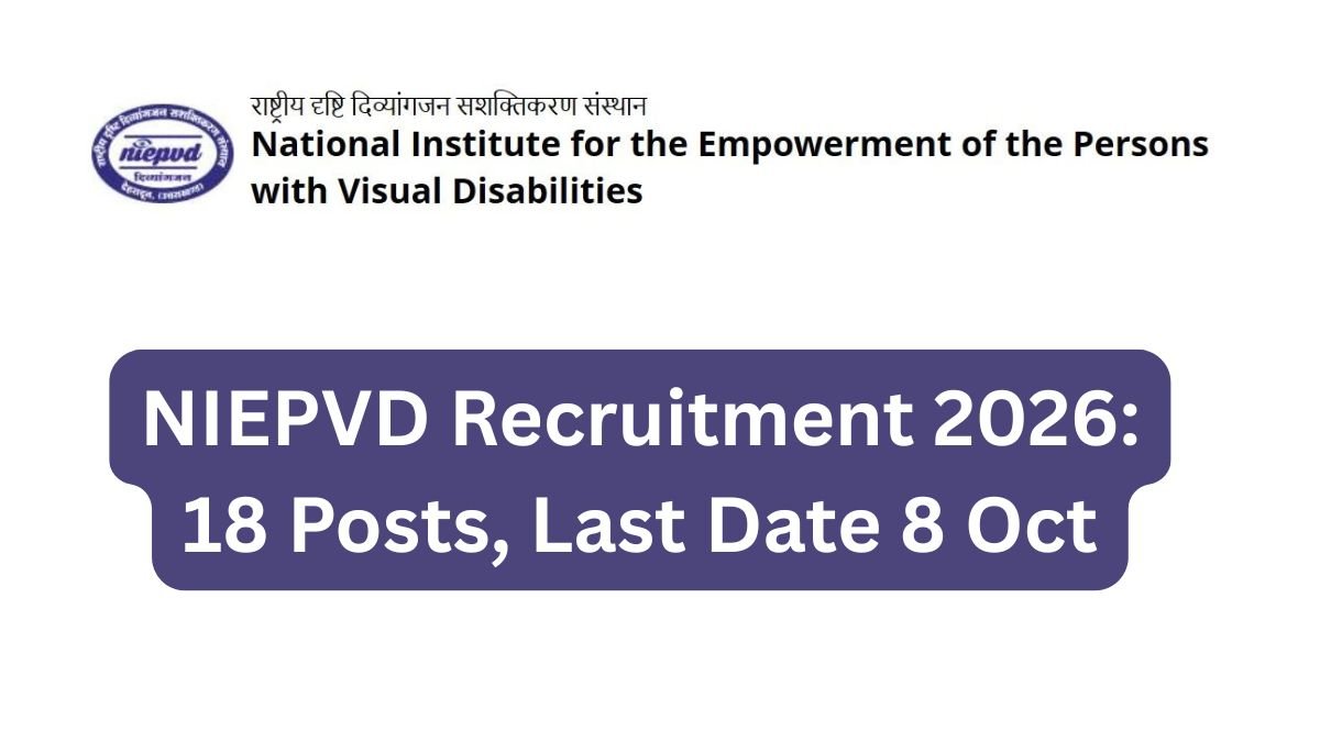 NIEPVD Recruitment 2026 18 Posts, Last Date 8 Oct