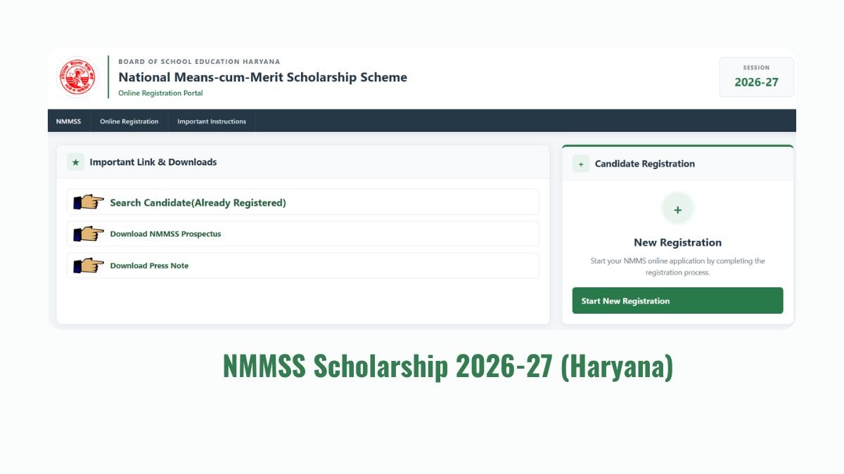 NMMSS Scholarship 2026-27 (Haryana) — Eligibility, Amount, Last Date