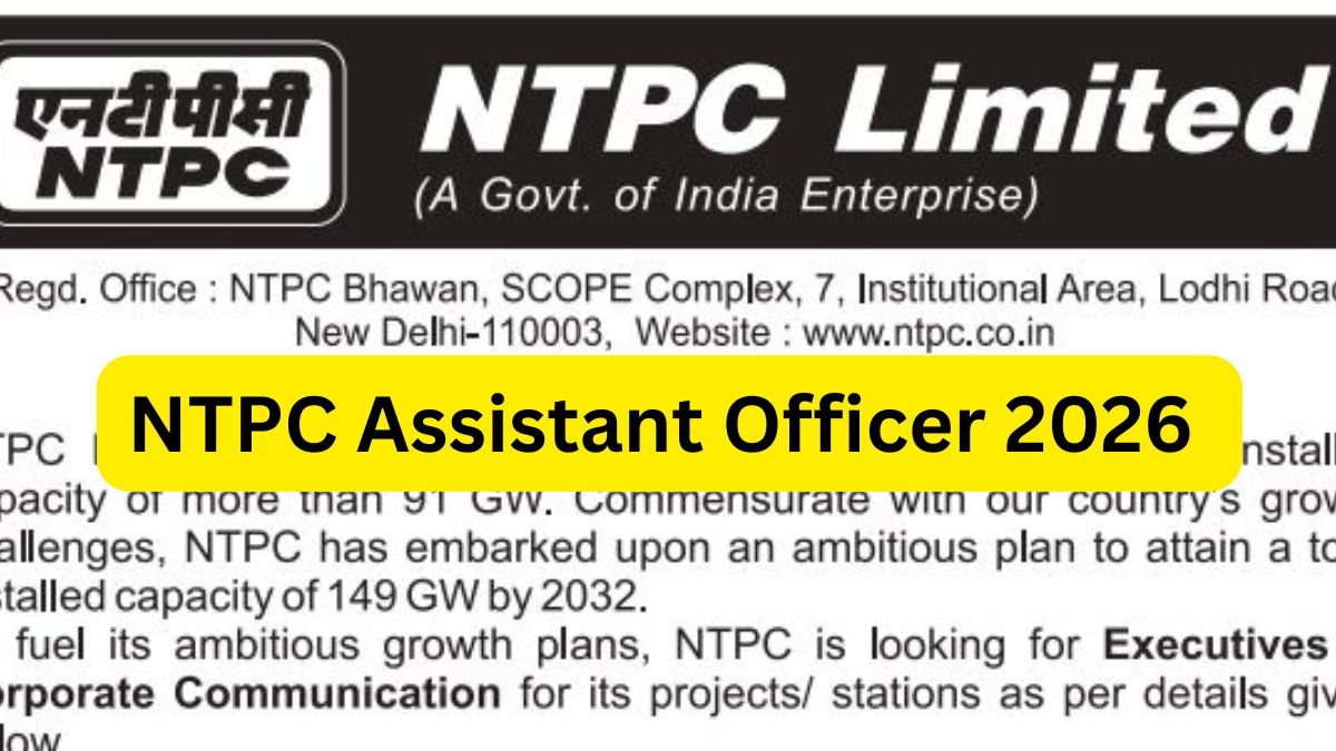 NTPC Assistant Officer 2026 — 15 Posts NTPC