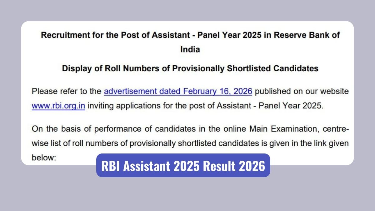 RBI Assistant 2025 Result 2026 - Provisional List Out
