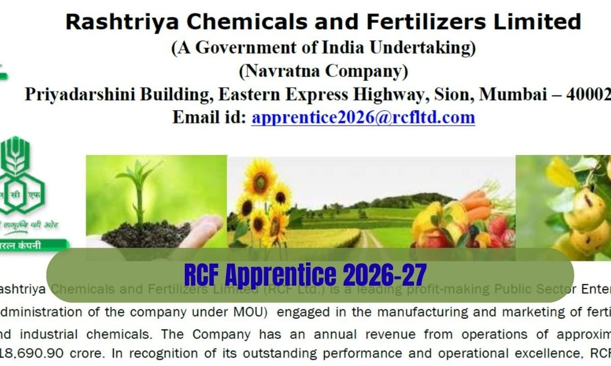 RCF Apprentice 2026-27 Apply Online by 20 September Full Details