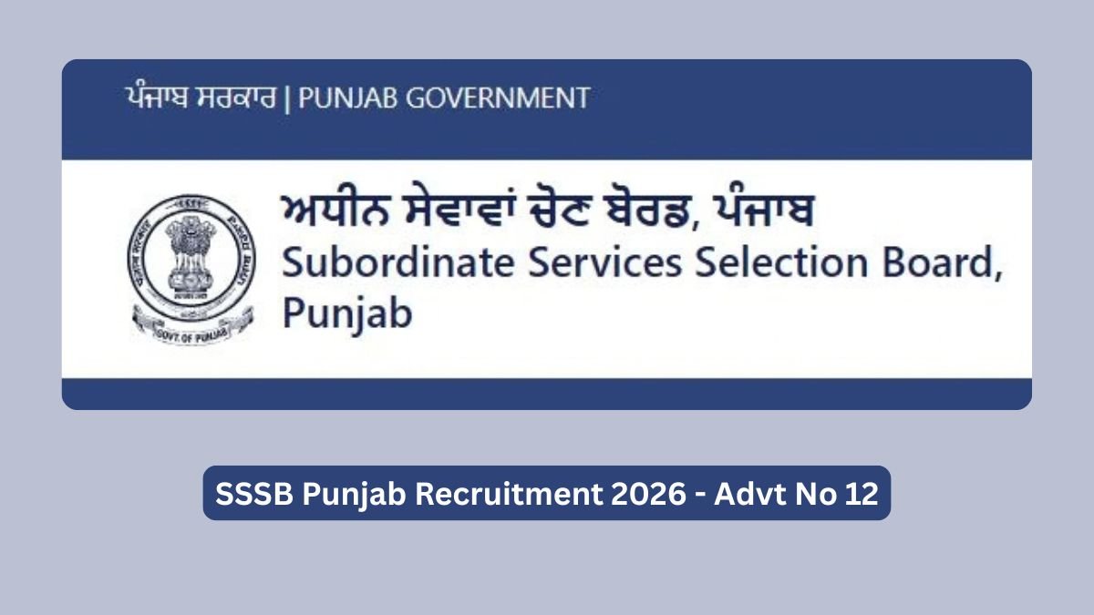 SSSB Punjab Recruitment 2026 - 70 Group C Posts  Advt No. 12