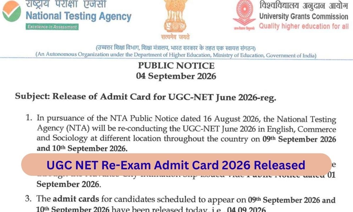 UGC NET Re-Exam Admit Card 2026 Released