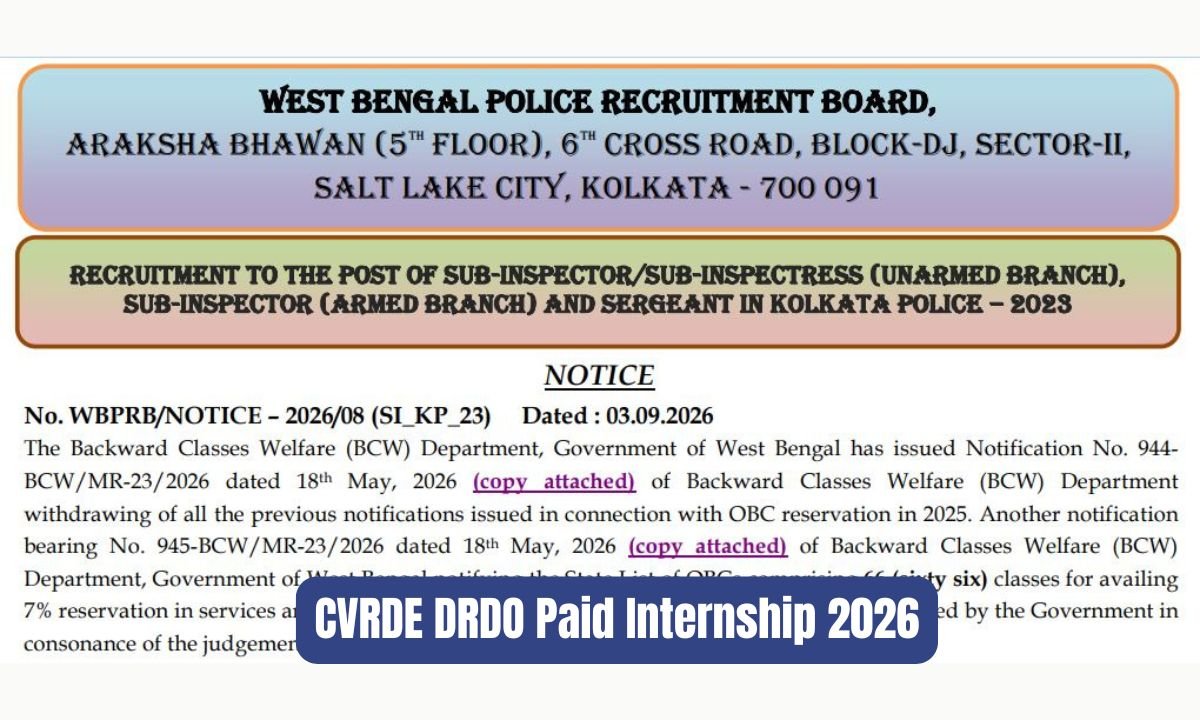 WB Police SISergeant 2023 Revised Vacancy Now 309 Posts