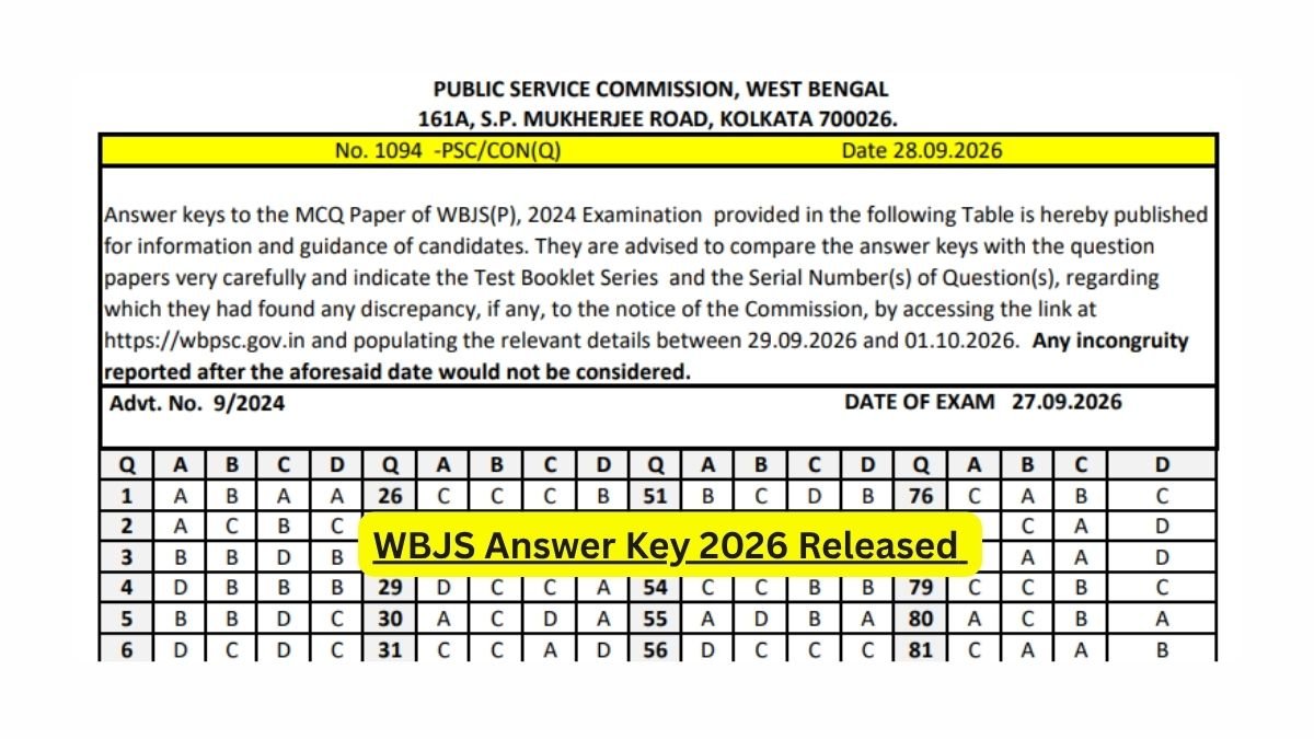 WBJS Answer Key 2026 Released - Objection Till 1 Oct