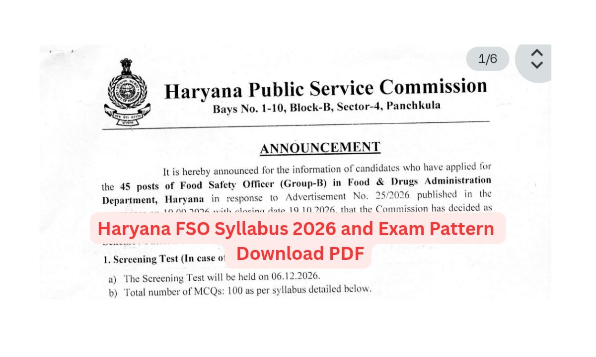 Haryana FSO Syllabus 2026 and Exam Pattern — Download PDF