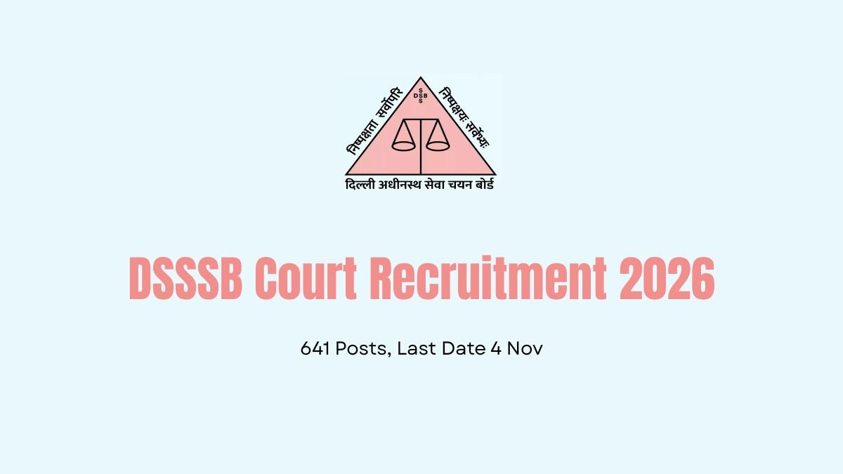 DSSSB Court Recruitment 2026 641 Posts, Last Date 4 Nov