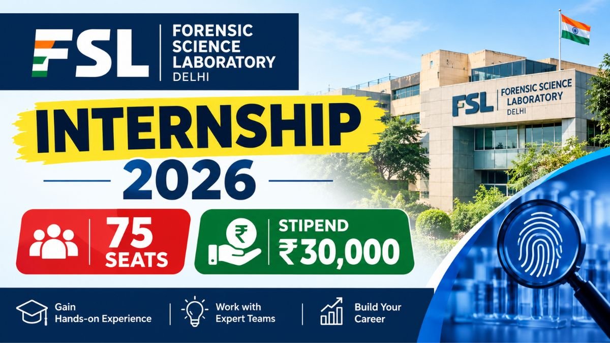FSL Delhi Internship 2026 - 75 Seats, Stipend ₹30,000