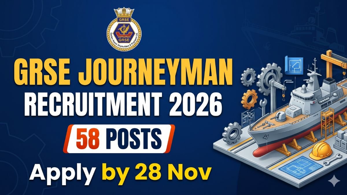 GRSE Journeyman Recruitment 2026: 58 Posts, Apply by 28 Nov