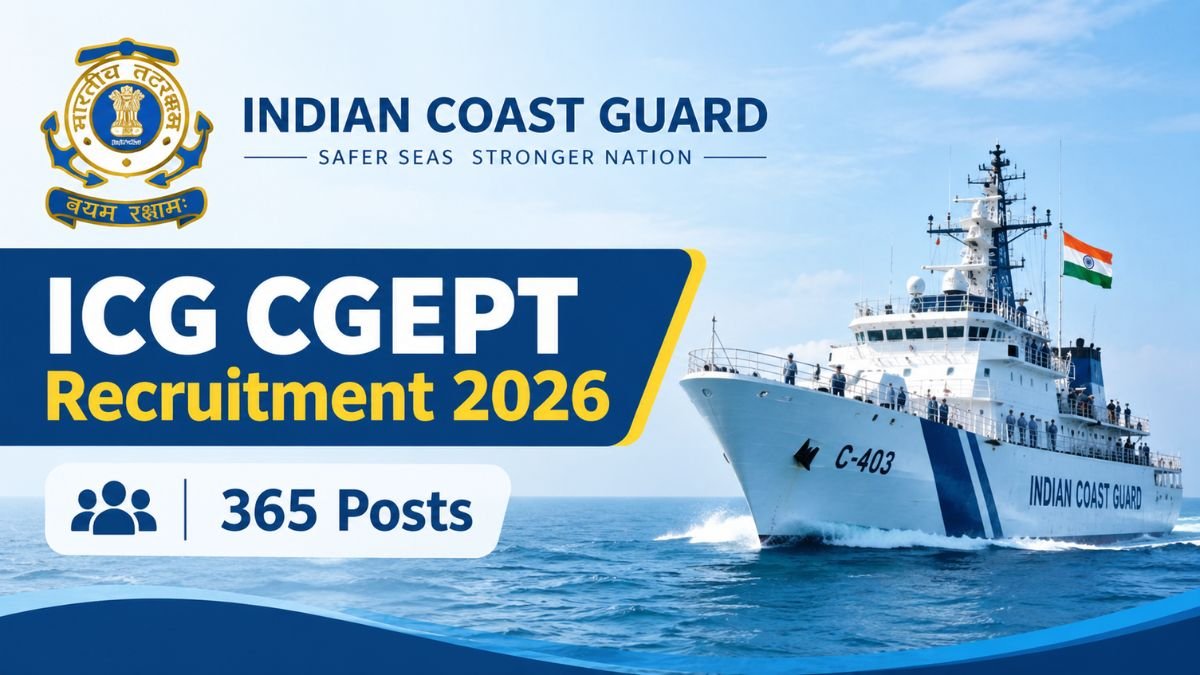 ICG CGEPT Recruitment 2026 - Indian Coast Guard 365 Posts