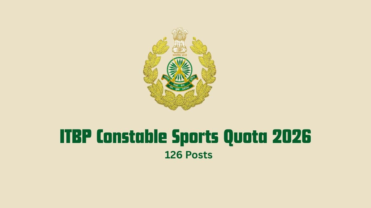 ITBP Constable Sports Quota 2026 - 126 Posts