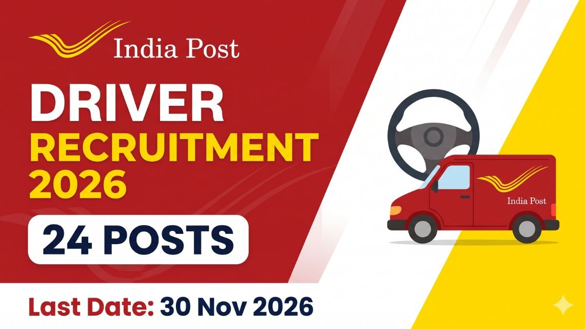 India Post Driver Recruitment 2026 24 Posts, Ends 30 Nov