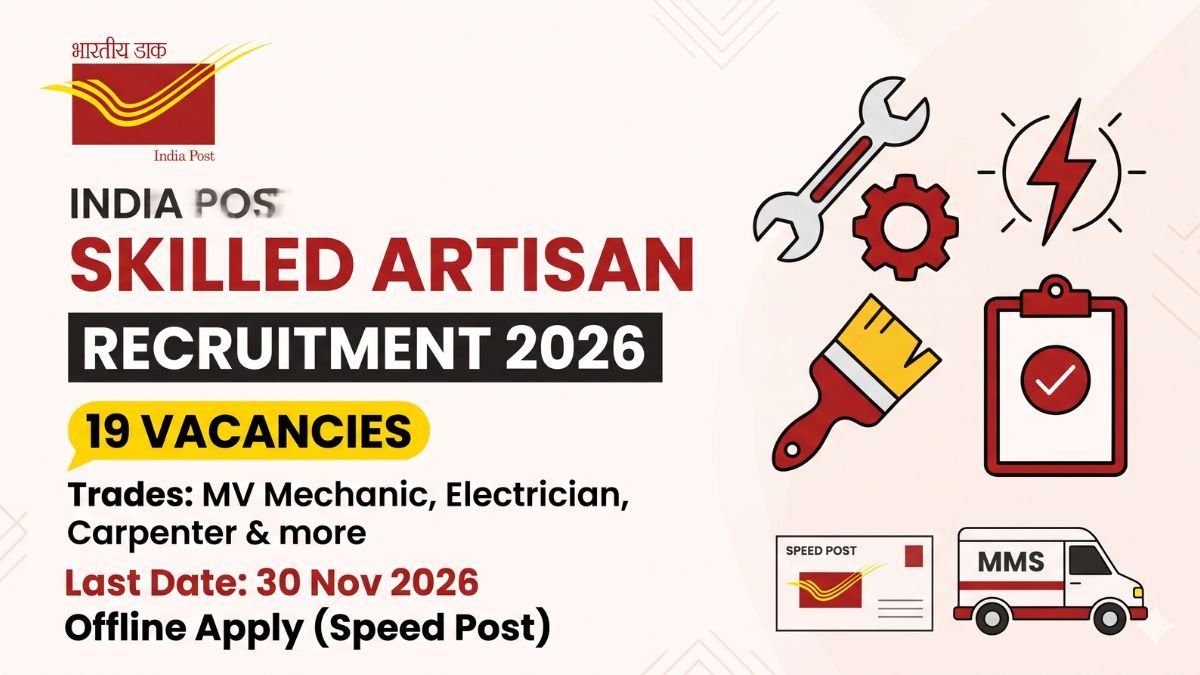 India Post Skilled Artisan Recruitment 2026 19 Posts