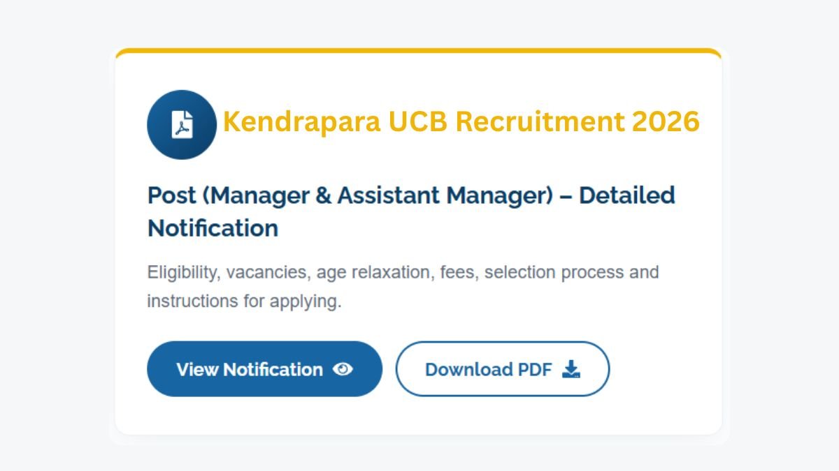 Kendrapara UCB Recruitment 2026: 14 Posts, Last Date 21 Oct