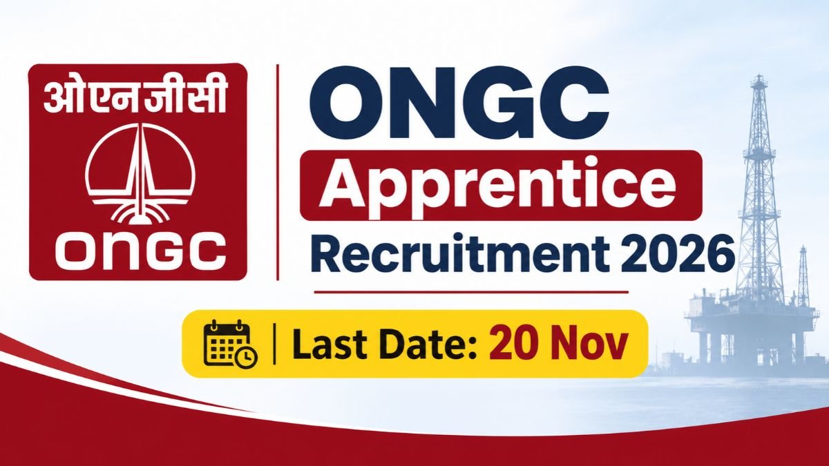 ONGC Apprentice Recruitment 2026 3,047 Seats, Last Date 20 Nov