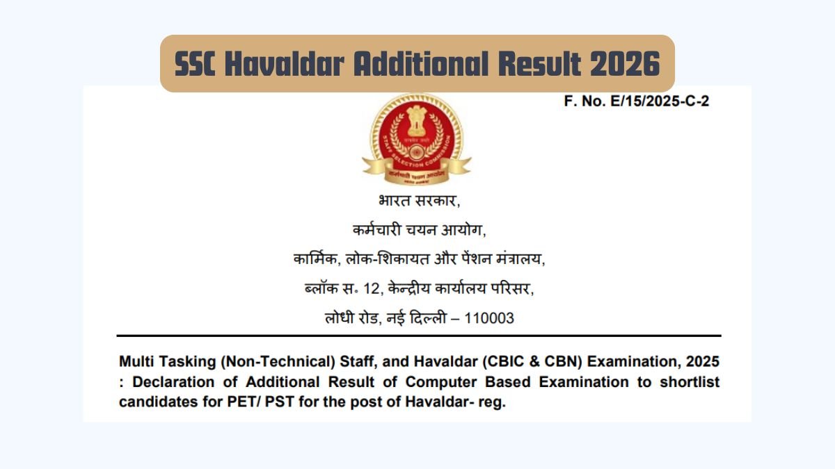 SSC Havaldar Additional Result 2026 Released ssc.gov.in
