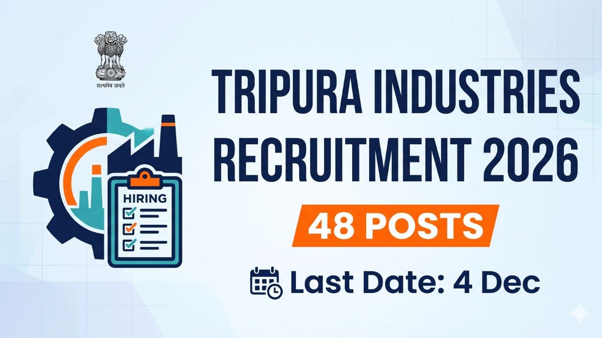 Tripura Industries Recruitment 2026 48 Posts, Ends 4 Dec