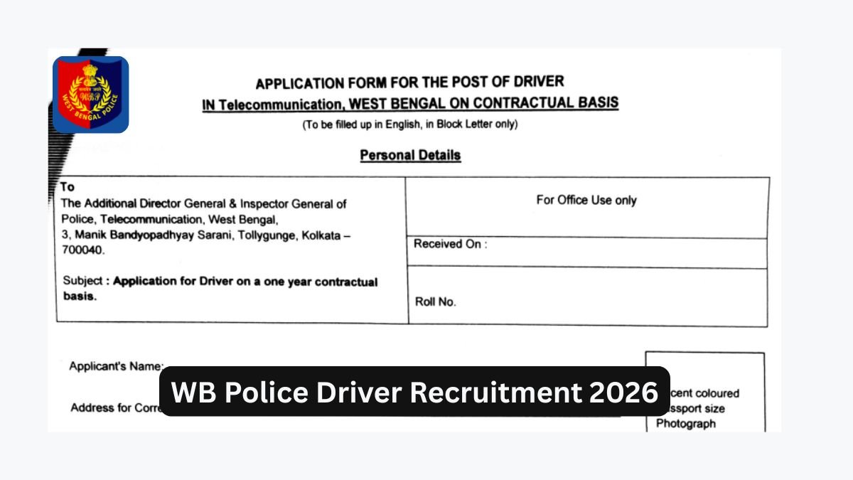 WB Police Driver Recruitment 2026 Class 10 Pass, ₹16,000