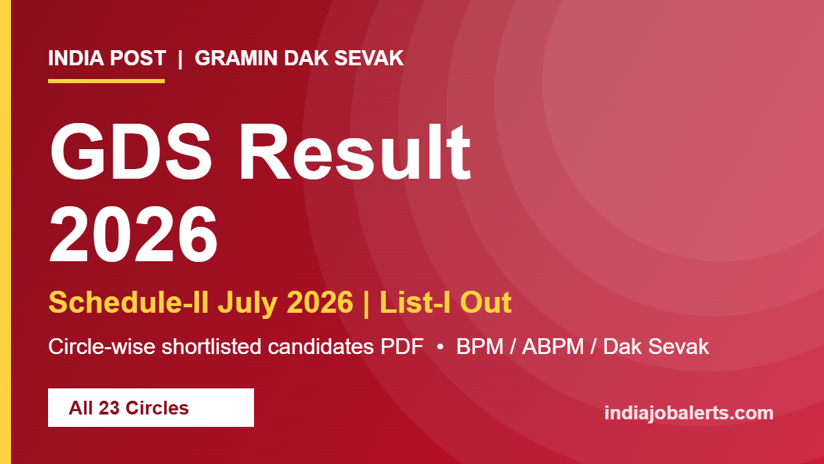 GDS Result 2026 Schedule-II July 2026 List-I shortlisted candidates India Post