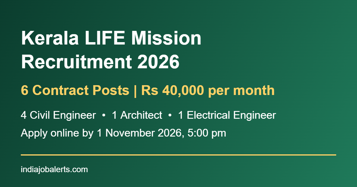 Kerala LIFE Mission recruitment 2026 notification for 6 engineer and architect posts