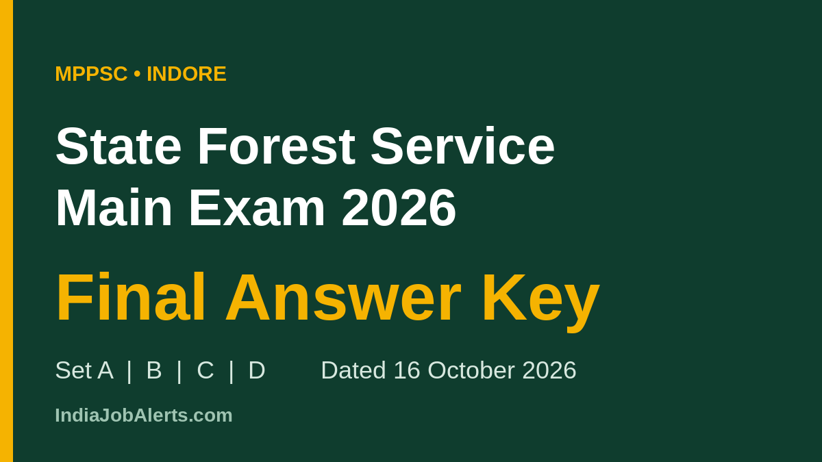 MPPSC SFS Answer Key 2026 final answer key Set A, B, C, D
