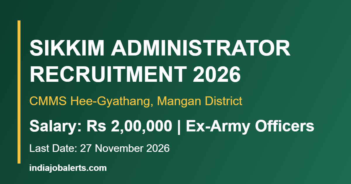Sikkim Administrator Recruitment 2026 CMMS Hee-Gyathang Mangan